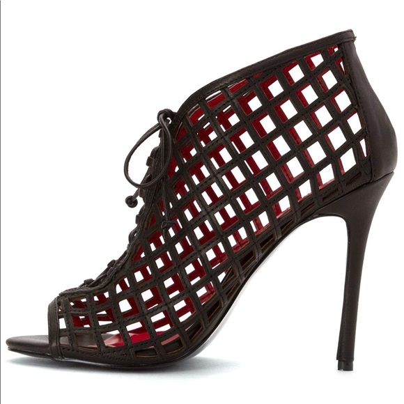 NIB Destino Woven Caged Lace Up Leather Booties - Picture 6 of 7